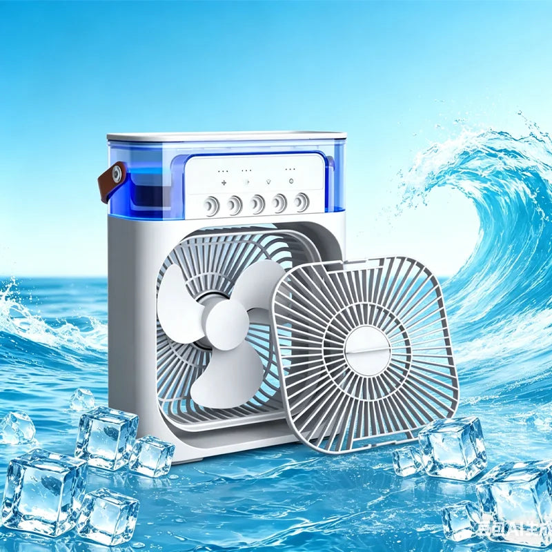 Portable USB Desktop Cooling Fan with Humidifier & Mist Spray — 3 Speed Settings