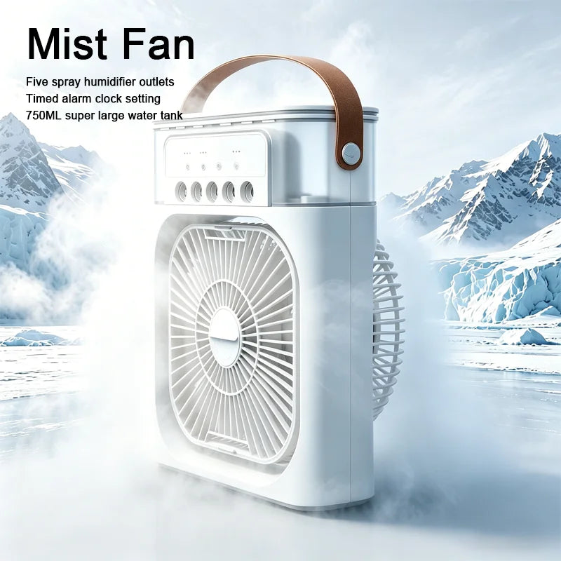 Portable USB Desktop Cooling Fan with Humidifier & Mist Spray — 3 Speed Settings
