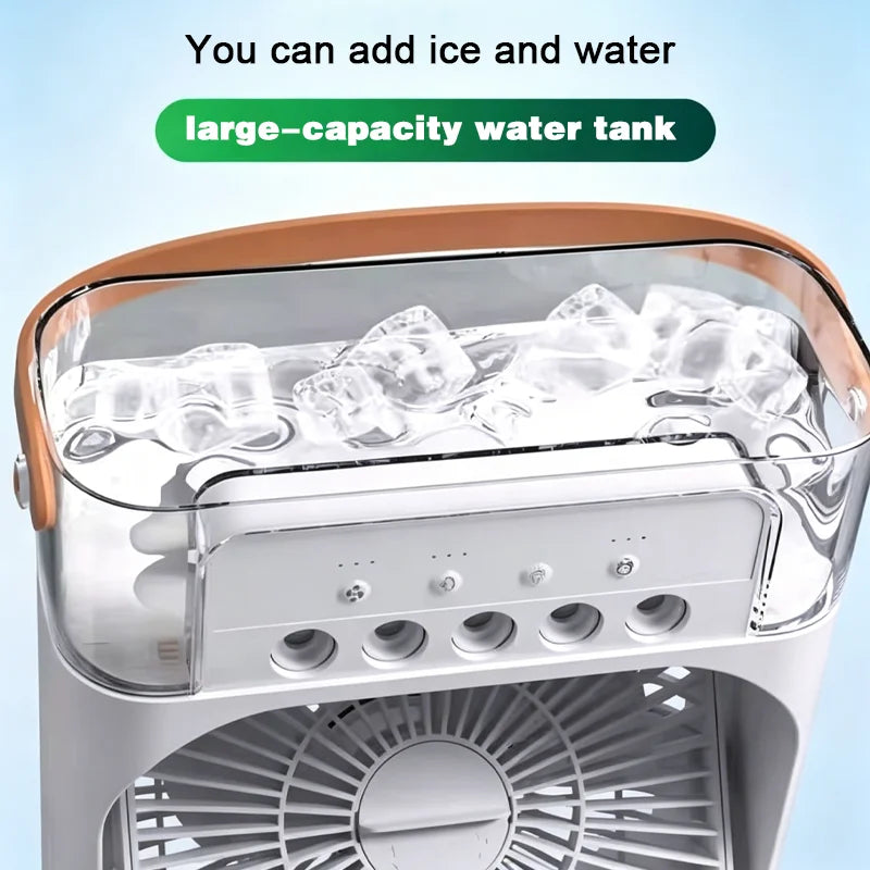 Portable USB Desktop Cooling Fan with Humidifier & Mist Spray — 3 Speed Settings