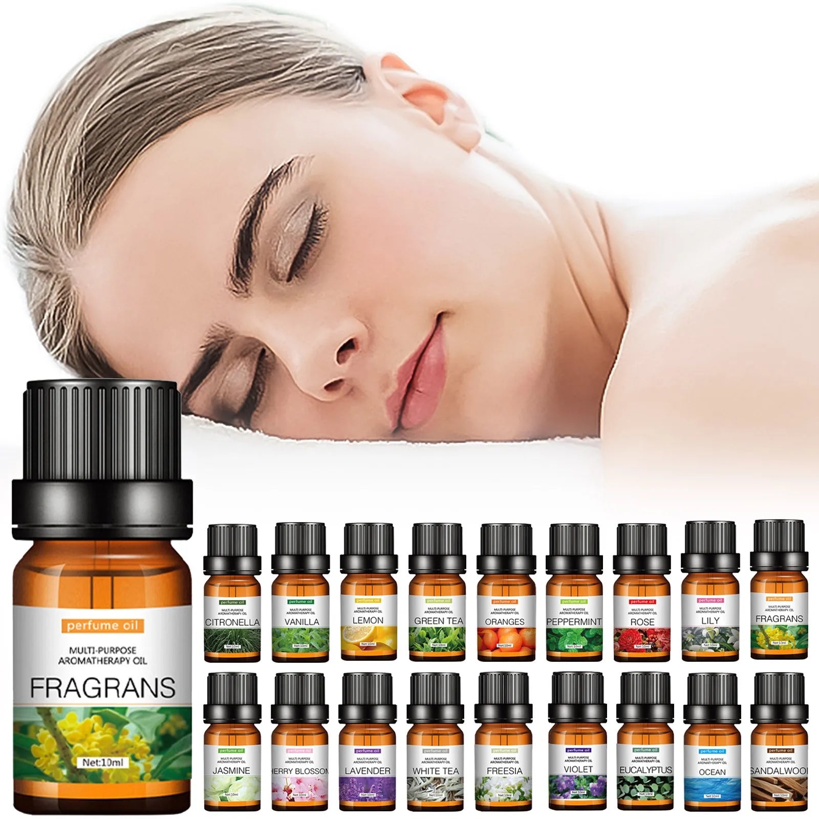 Water-Soluble Aromatherapy Essential Oil for Humidifier & Diffuser — 10ml (19 Scents)