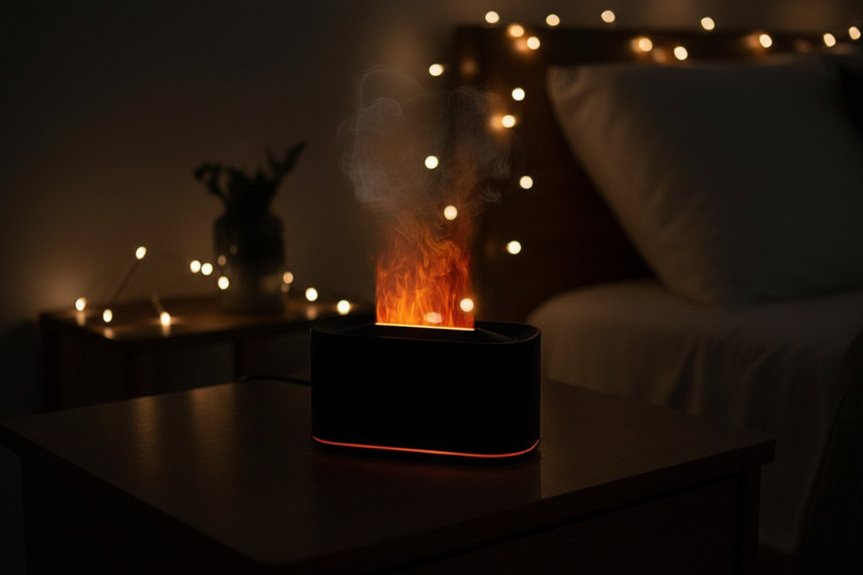 Flame Humidifier Dark Bedroom v3